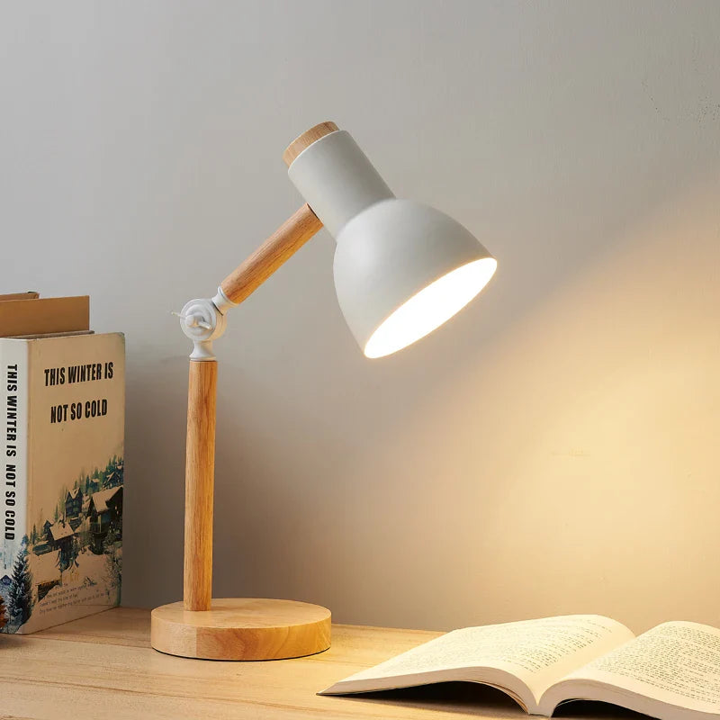 Nordic Wooden LED Table Lamp, Eye Protection Bedside Night Light
