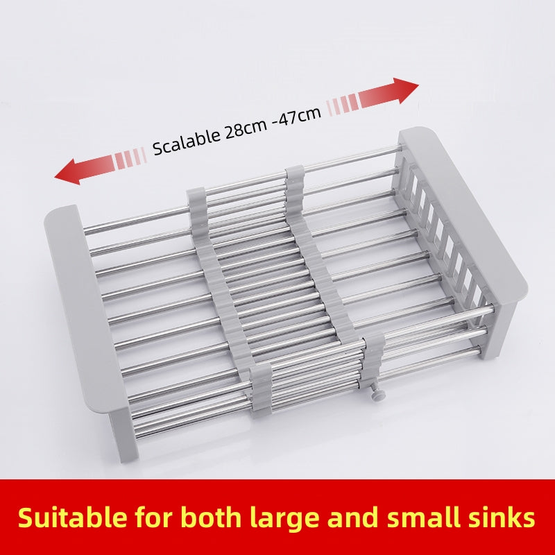 Expandable Over Sink Dish Drying Rack | Stainless Steel Vegetable Drainer Basket