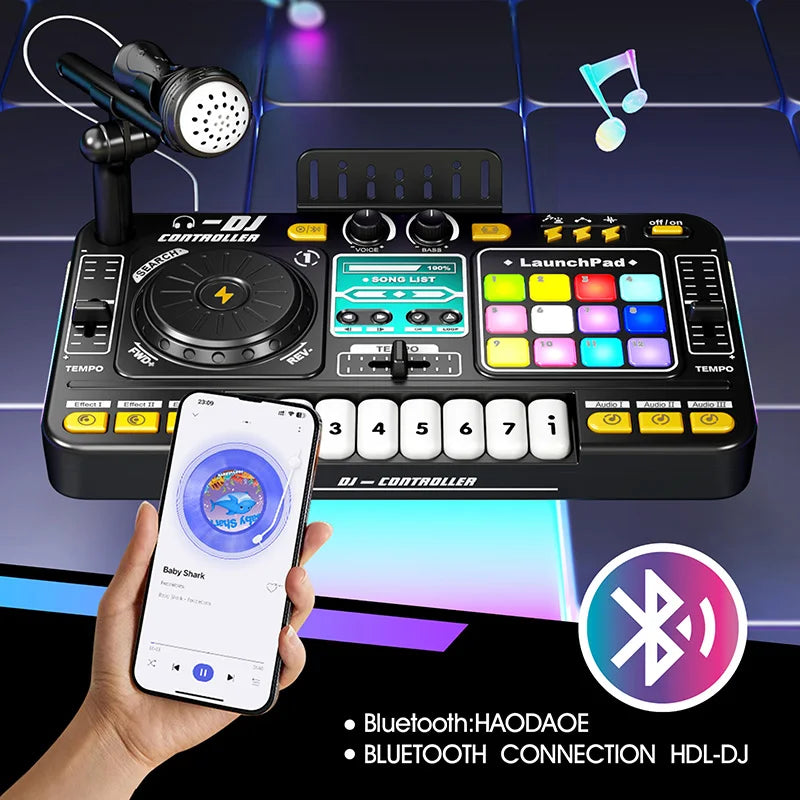 Kids DJ Mixer Music Toy and Educational Musical Playset with Microphone