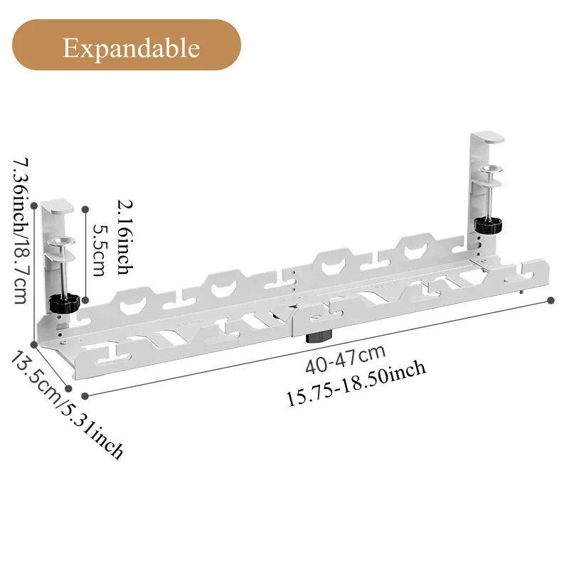 Under Desk Cable Management Rack | Metal Cord & Wire Organizer Basket