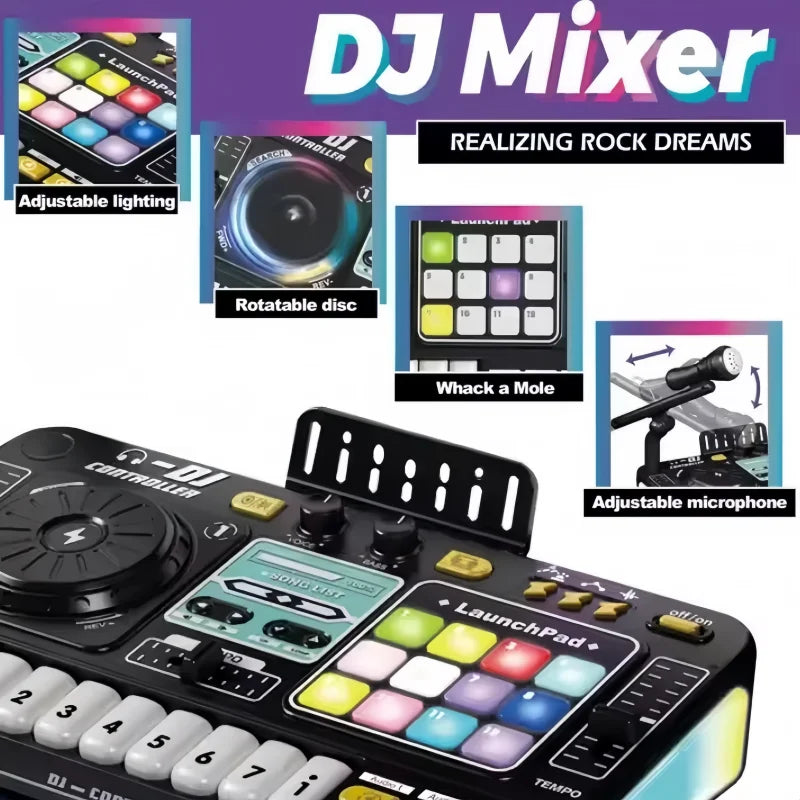 Kids DJ Mixer Music Toy and Educational Musical Playset with Microphone