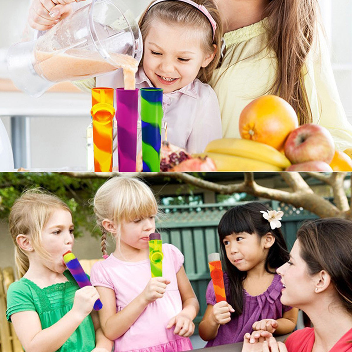 Reusable Silicone Popsicle Molds | Multi-Color DIY Ice Pop Maker