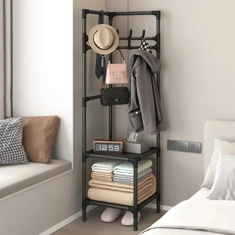 Corner Hall Tree Coat Rack Stand | Entryway Organizer & Clothes Storage