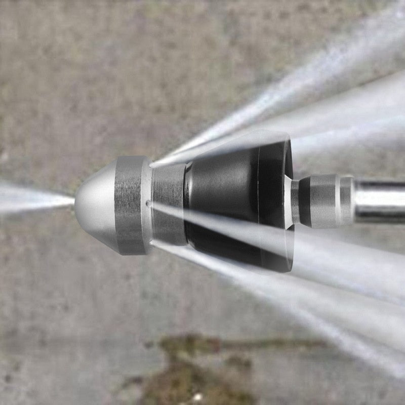 High-Pressure Drain Jetting Nozzle – Stainless Steel Sewer & Pipe Cleaning Sprayer Attachment