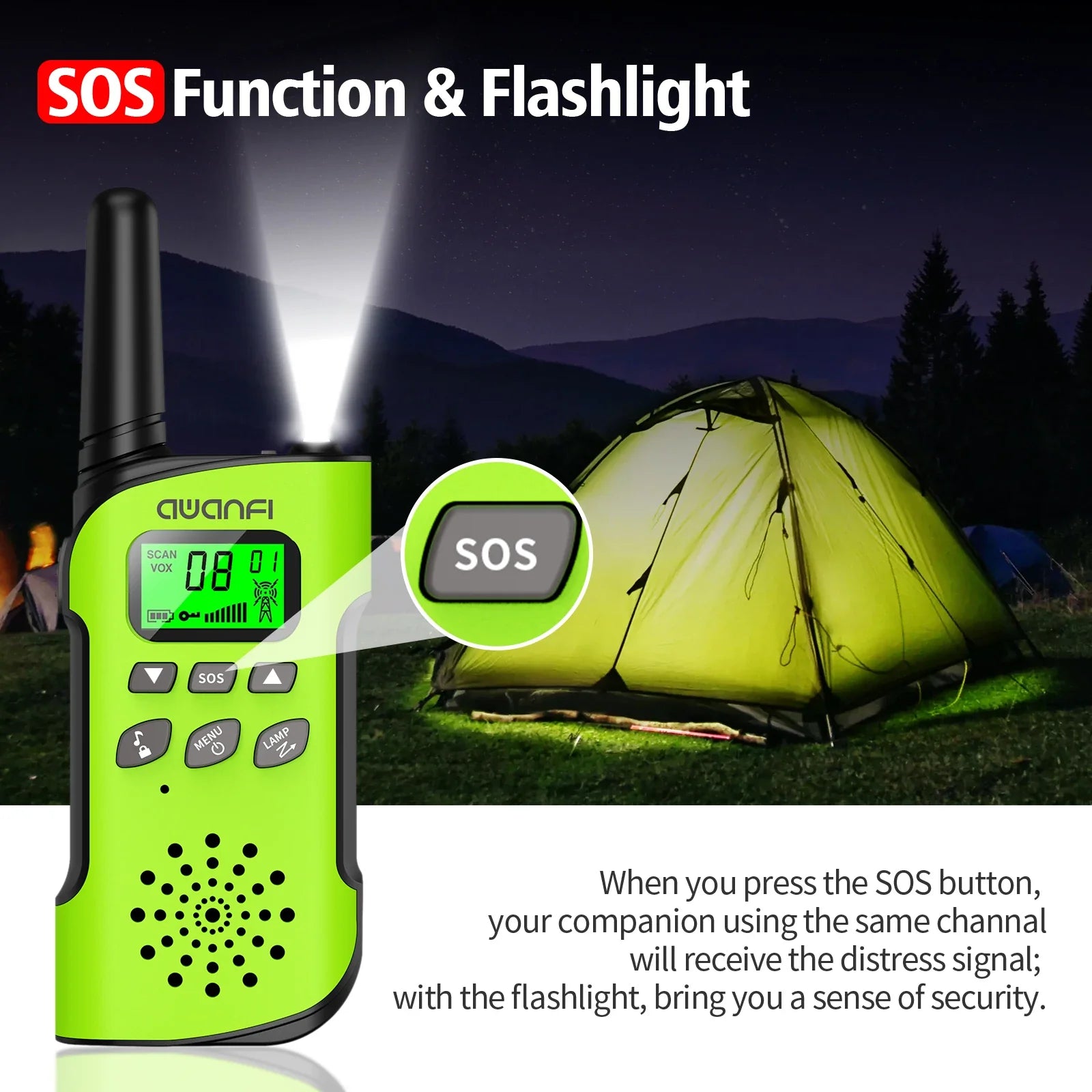 Rechargeable Long Range Kids Walkie Talkies with USB-C for Camping 4 Pack