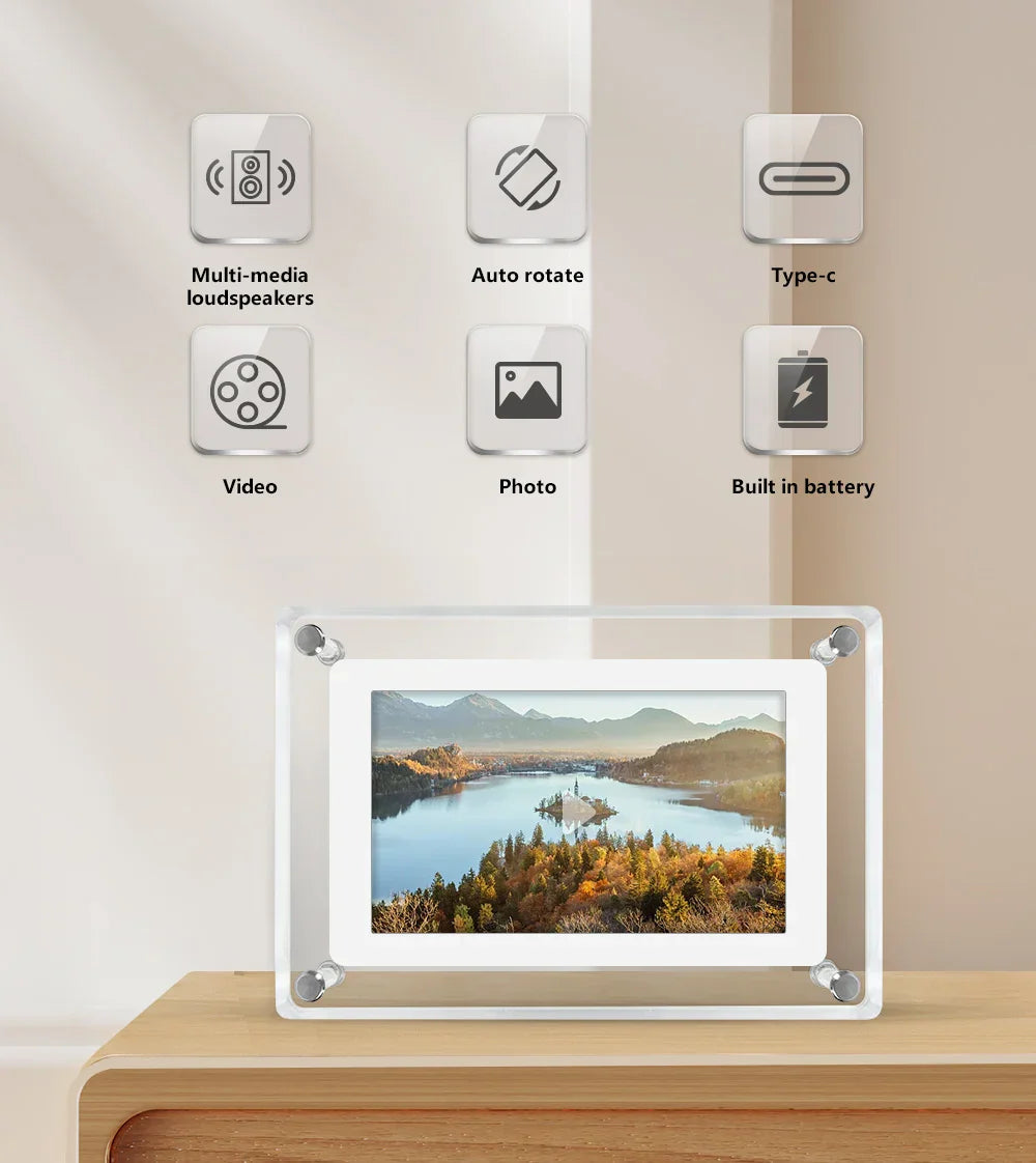 Portable Digital Photo Frame | Cordless Rechargeable Picture Album