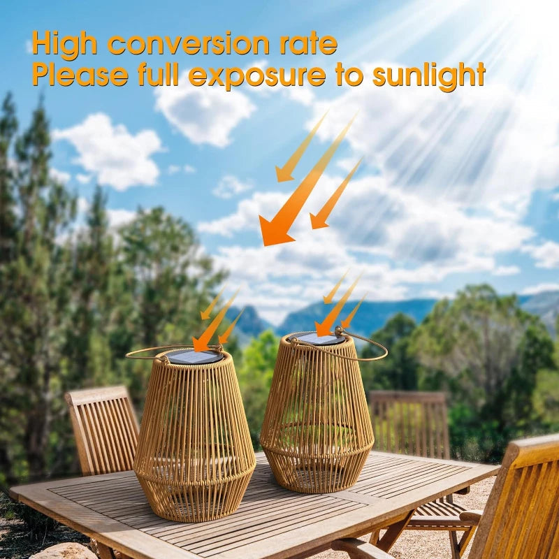 Handwoven Outdoor Solar Lanterns with Tungsten Light | Waterproof Garden Lamp