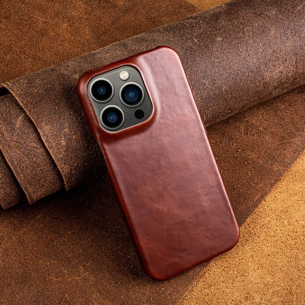 Genuine Cowhide Leather iPhone Case | Handmade Luxury Phone Cover