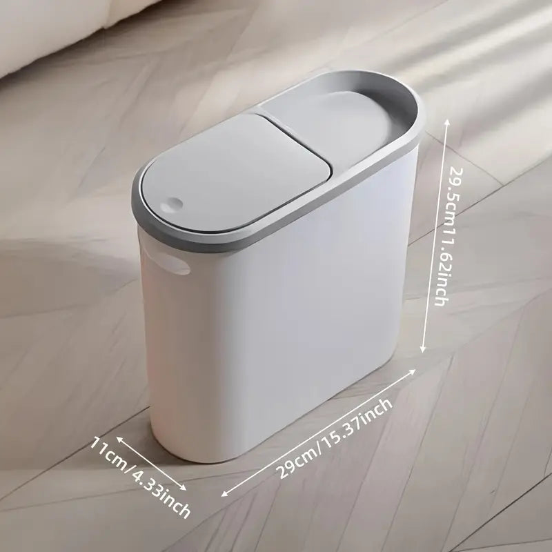 Large Bathroom Trash Can with Press Top Lid, Modern Waste Bin
