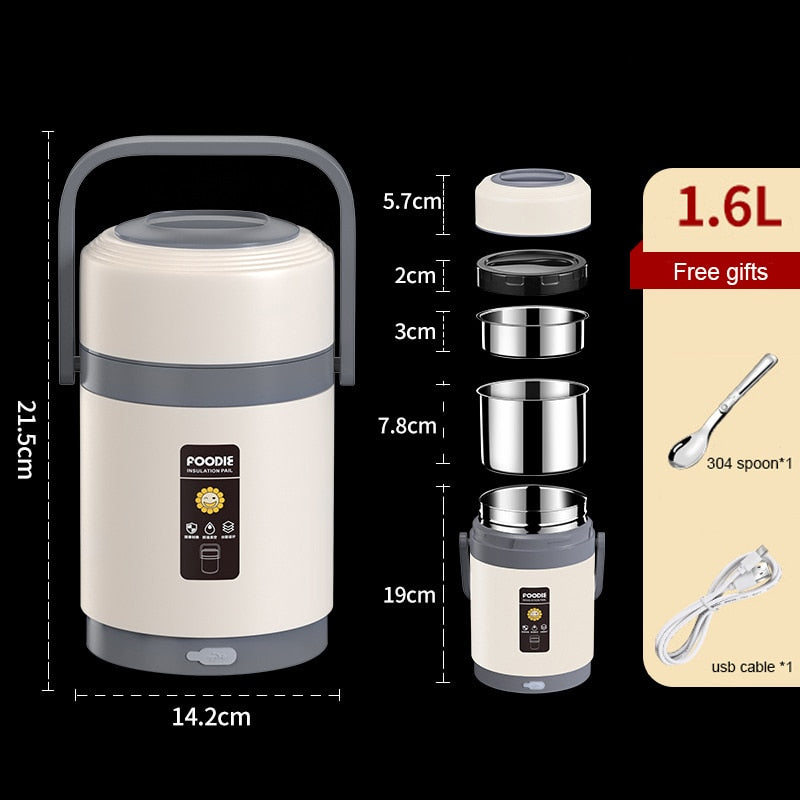 304 Stainless Steel Heated Lunch Box | USB Portable Food Warmer