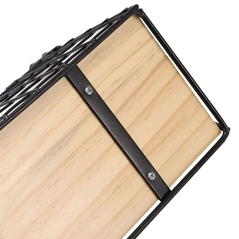 Rustic Wood & Iron Wall Shelf | Kitchen Spice Rack & Bathroom Organizer