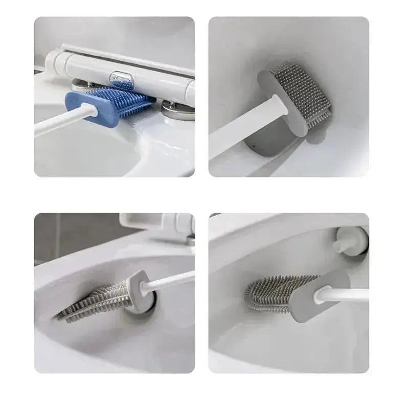 Silicone Toilet Brush Set with Wall Mount | Antibacterial 2-in-1 Scrubber