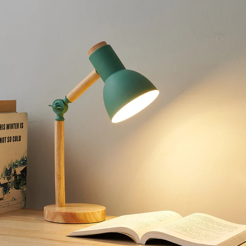 Nordic Wooden LED Table Lamp, Eye Protection Bedside Night Light