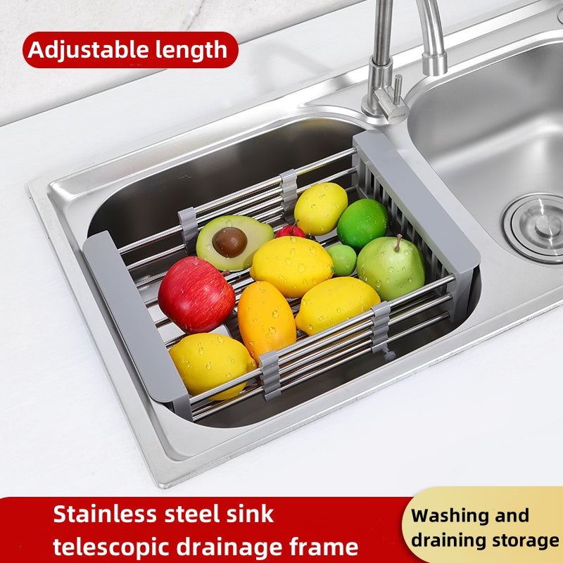 Expandable Over Sink Dish Drying Rack | Stainless Steel Vegetable Drainer Basket