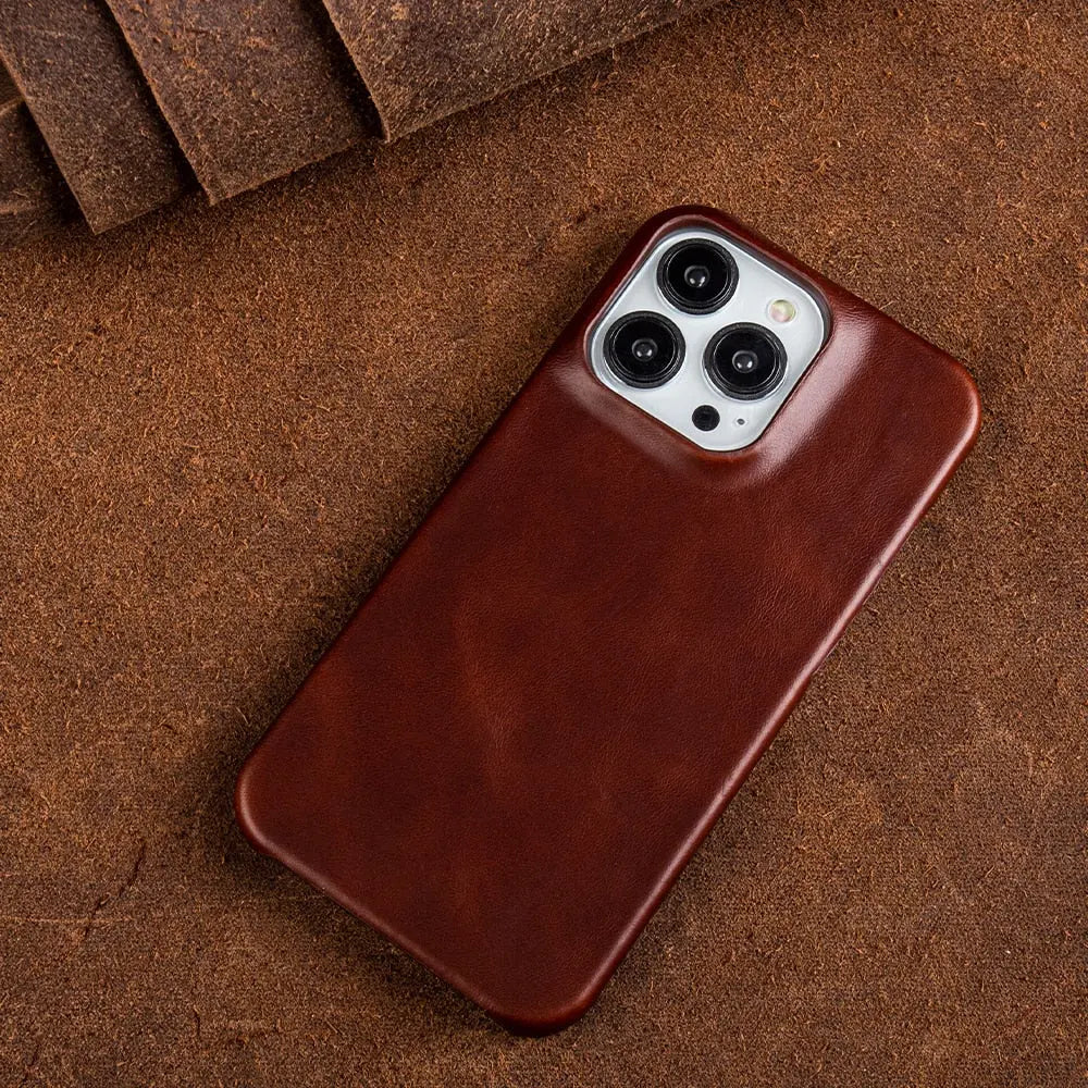Genuine Cowhide Leather iPhone Case | Handmade Luxury Phone Cover