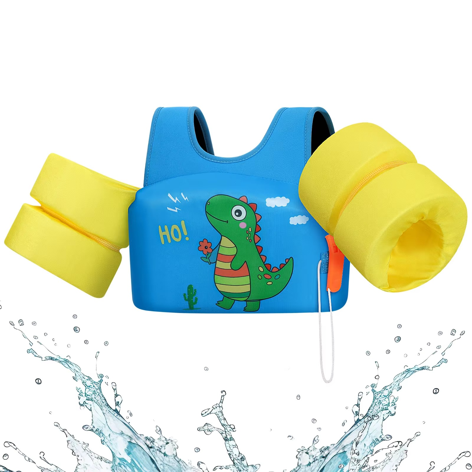 Kids Foam Swimming Life Vest with Arm Floats and Safety Whistle