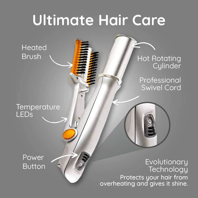 Two in One Rotating Hair Brush for Professional Styling and Smoothing
