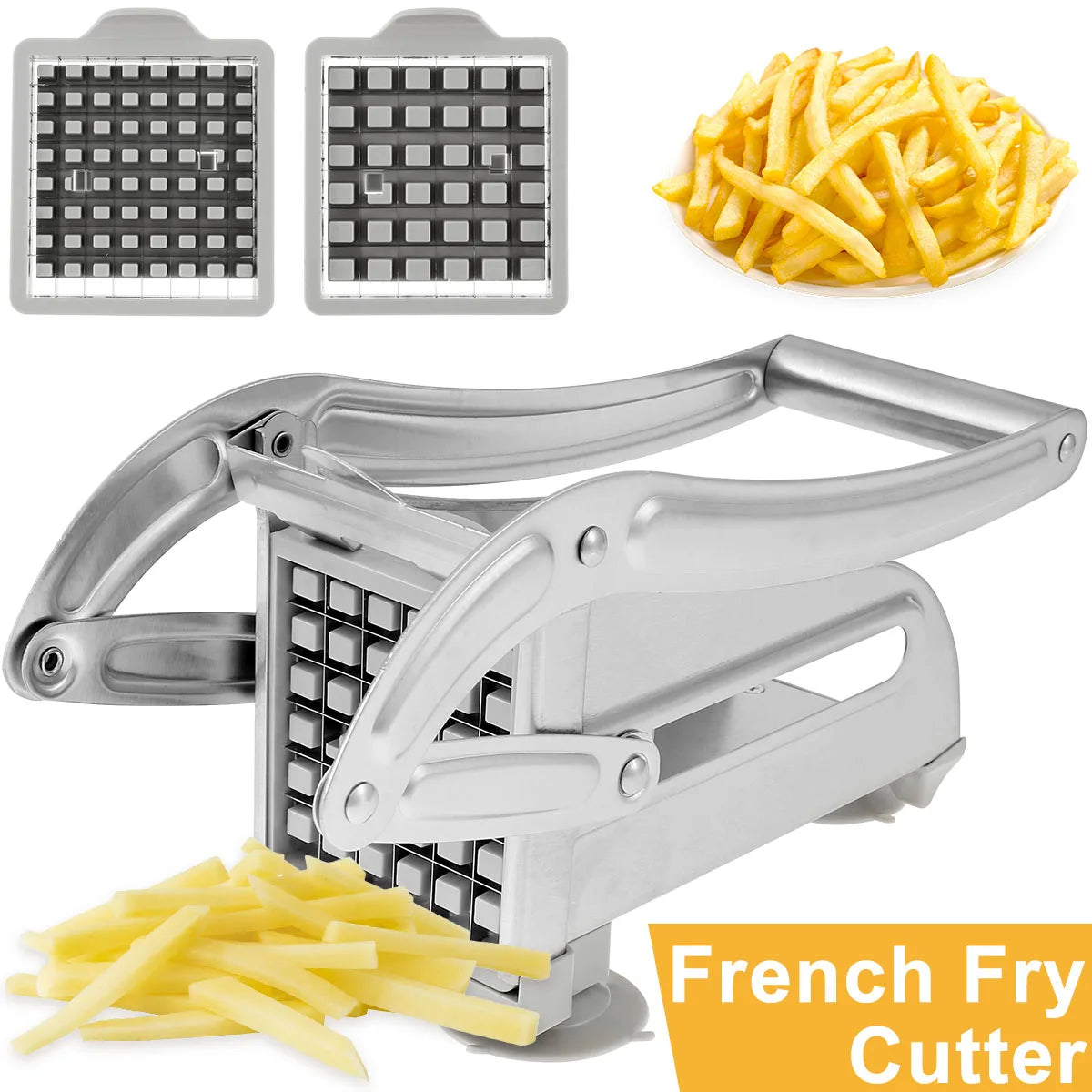 Stainless Steel French Fry Cutter | Heavy Duty Potato Slicer & Vegetable Chopper