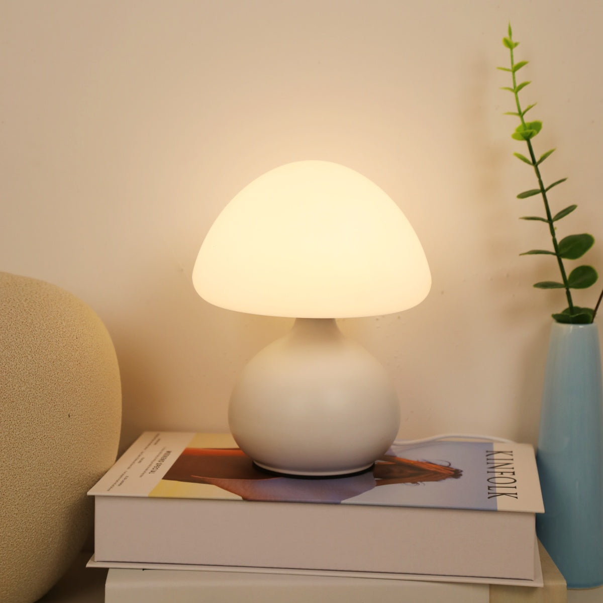 Modern Mushroom Table Lamp | Dimmable LED Bedside Night Light, 3 Color Modes
