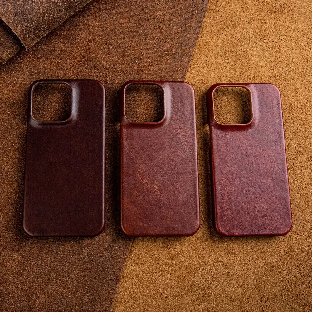 Genuine Cowhide Leather iPhone Case | Handmade Luxury Phone Cover
