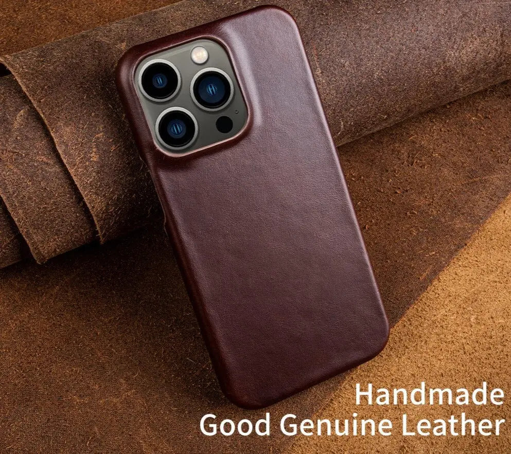 Genuine Cowhide Leather iPhone Case | Handmade Luxury Phone Cover