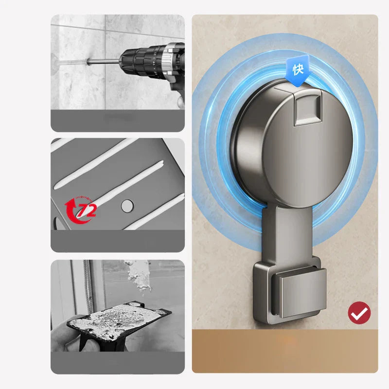 No-Drill Corner Shower Caddy | Suction Cup Wall Mount Organizer Basket