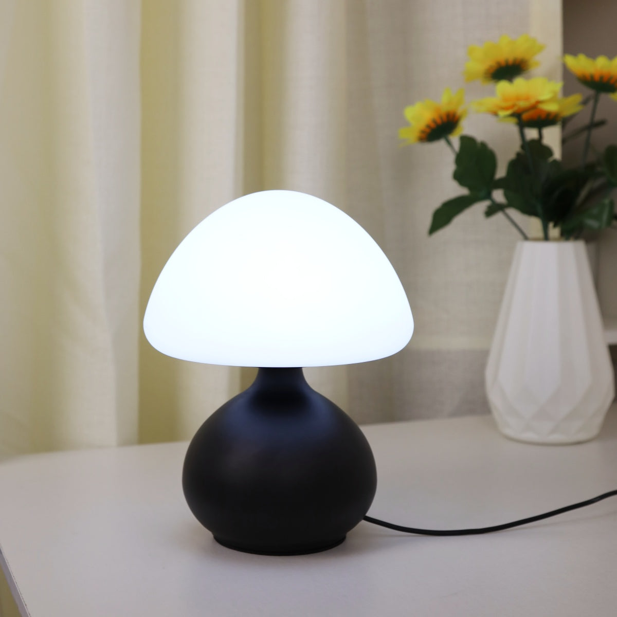 Modern Mushroom Table Lamp | Dimmable LED Bedside Night Light, 3 Color Modes