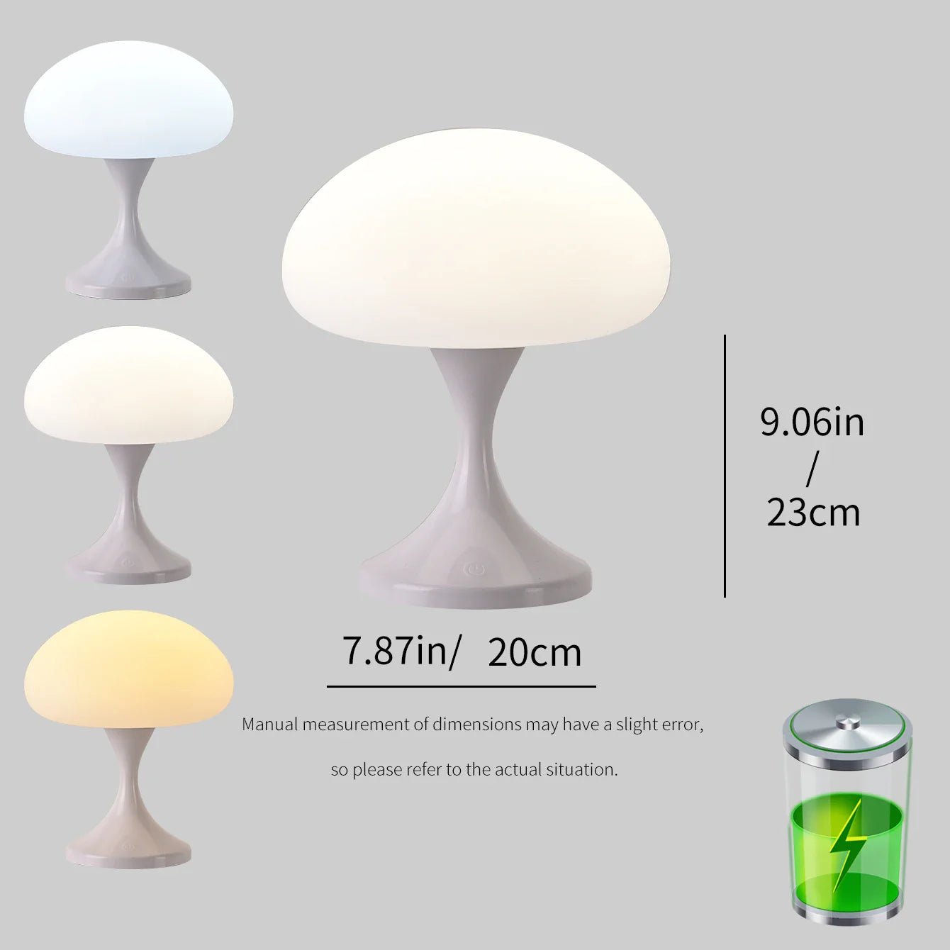 Mushroom Touch Night Light, 3-Mode Dimmable LED Bedside Lamp