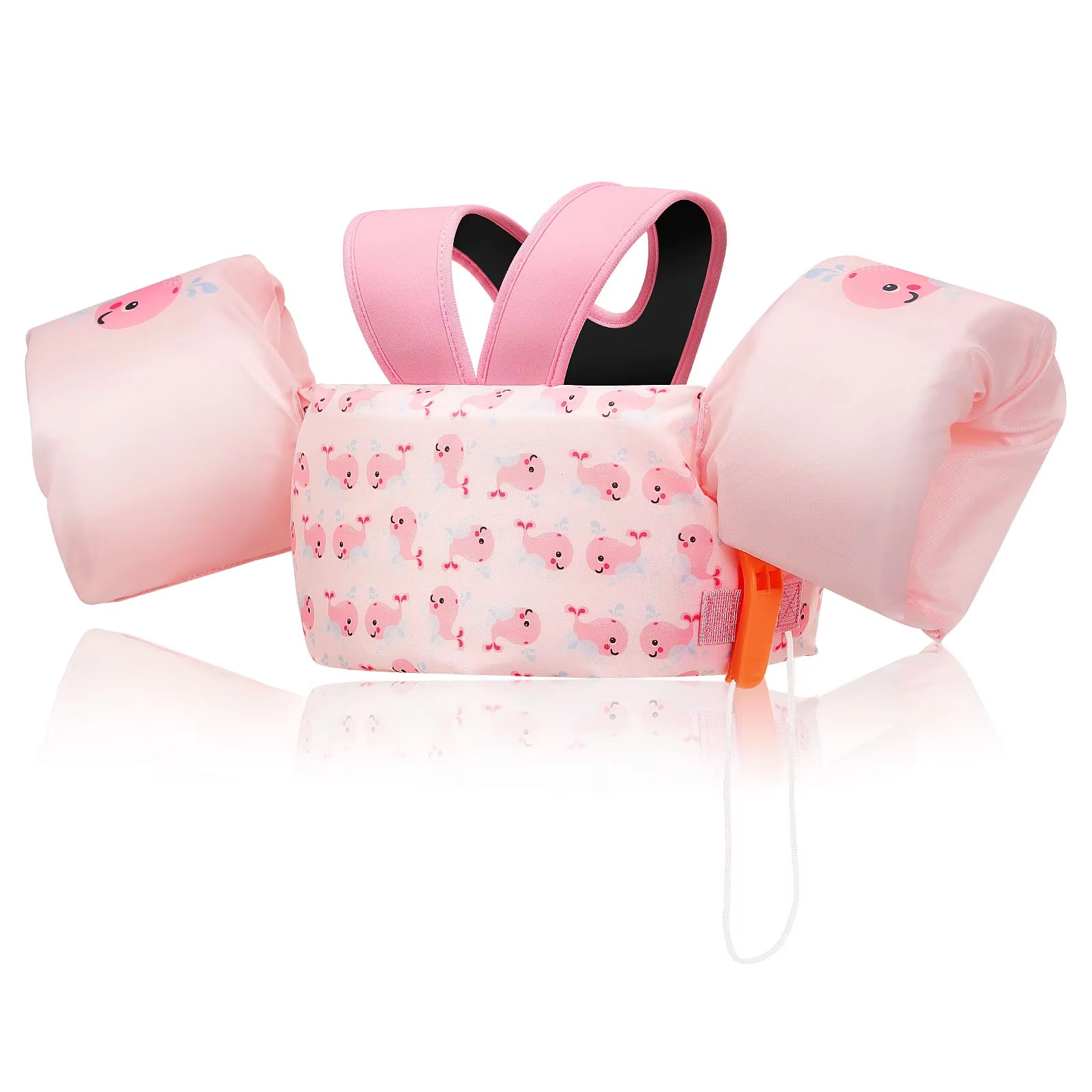 Kids Foam Swimming Life Vest with Arm Floats and Safety Whistle