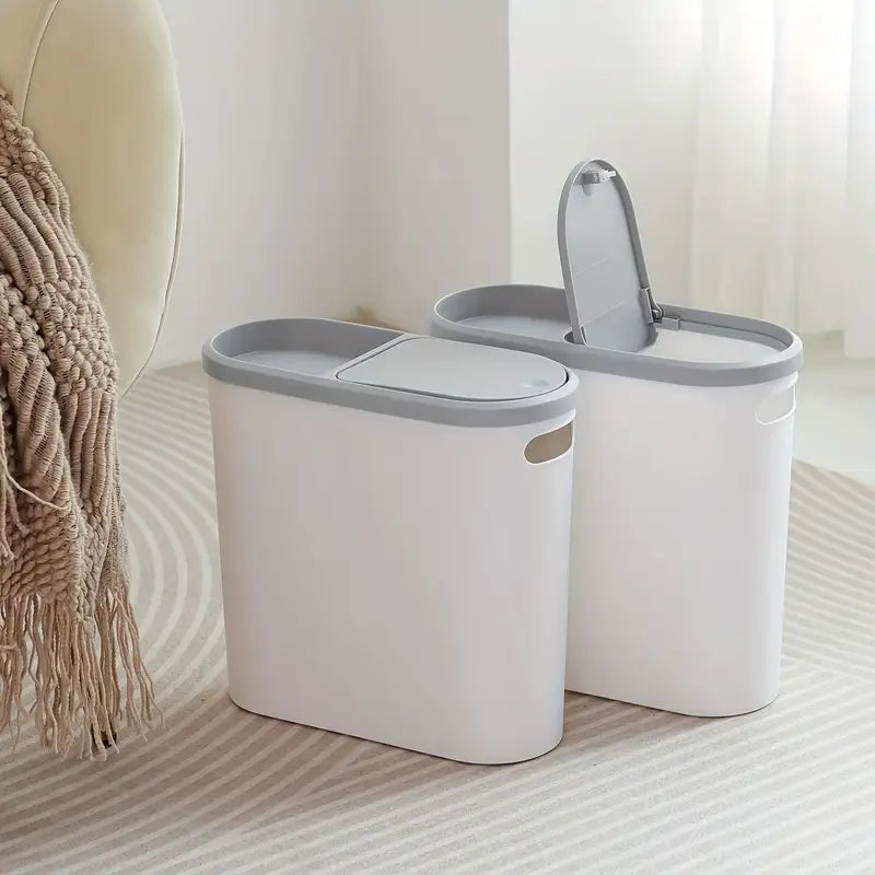 Large Bathroom Trash Can with Press Top Lid, Modern Waste Bin