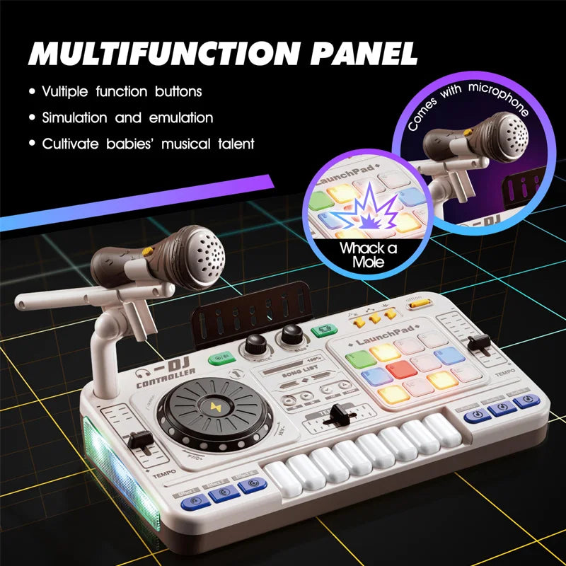 Kids DJ Mixer Music Toy and Educational Musical Playset with Microphone