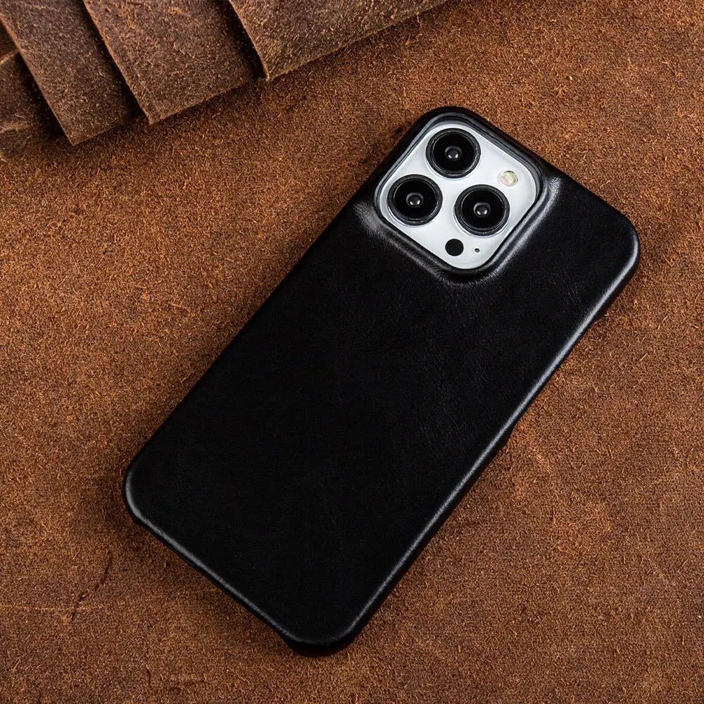 Genuine Cowhide Leather iPhone Case | Handmade Luxury Phone Cover