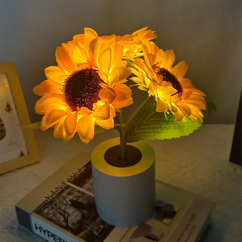 Rechargeable Sunflower LED Lamp | Cordless Dimmable Bedside Night Light