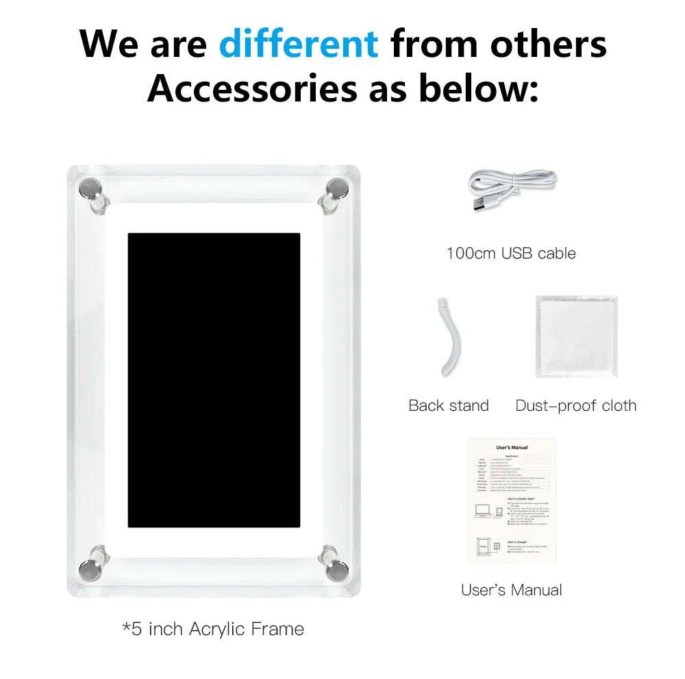 Portable Digital Photo Frame | Cordless Rechargeable Picture Album