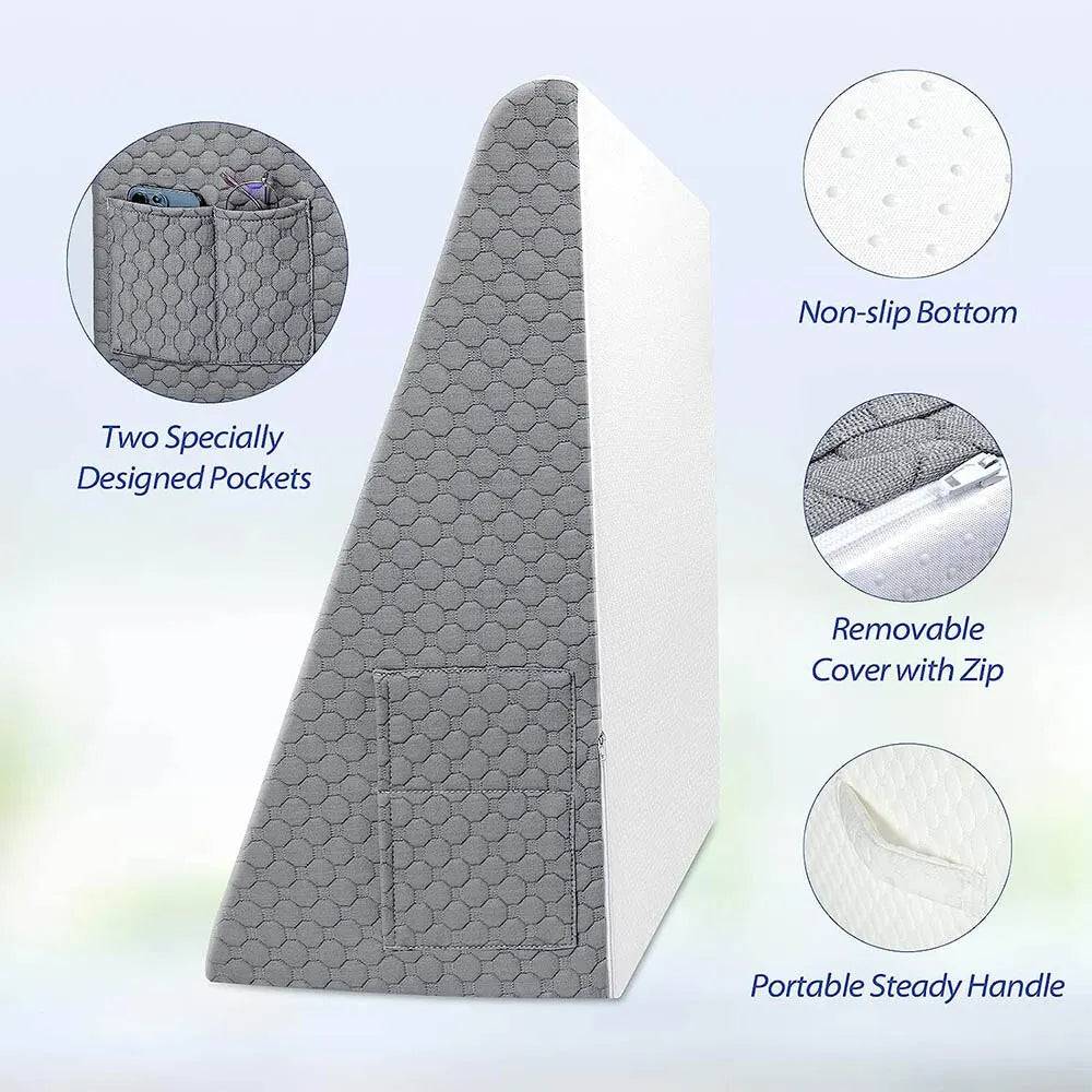 Memory Foam Bed Wedge Pillow | Back Support & Acid Reflux Cushion