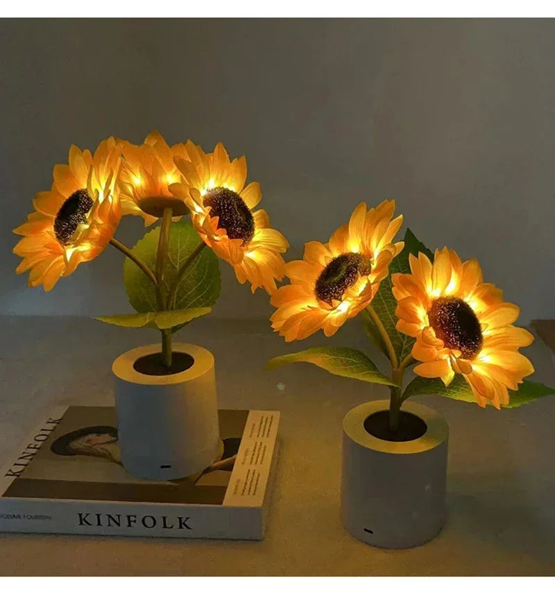 Rechargeable Sunflower LED Lamp | Cordless Dimmable Bedside Night Light