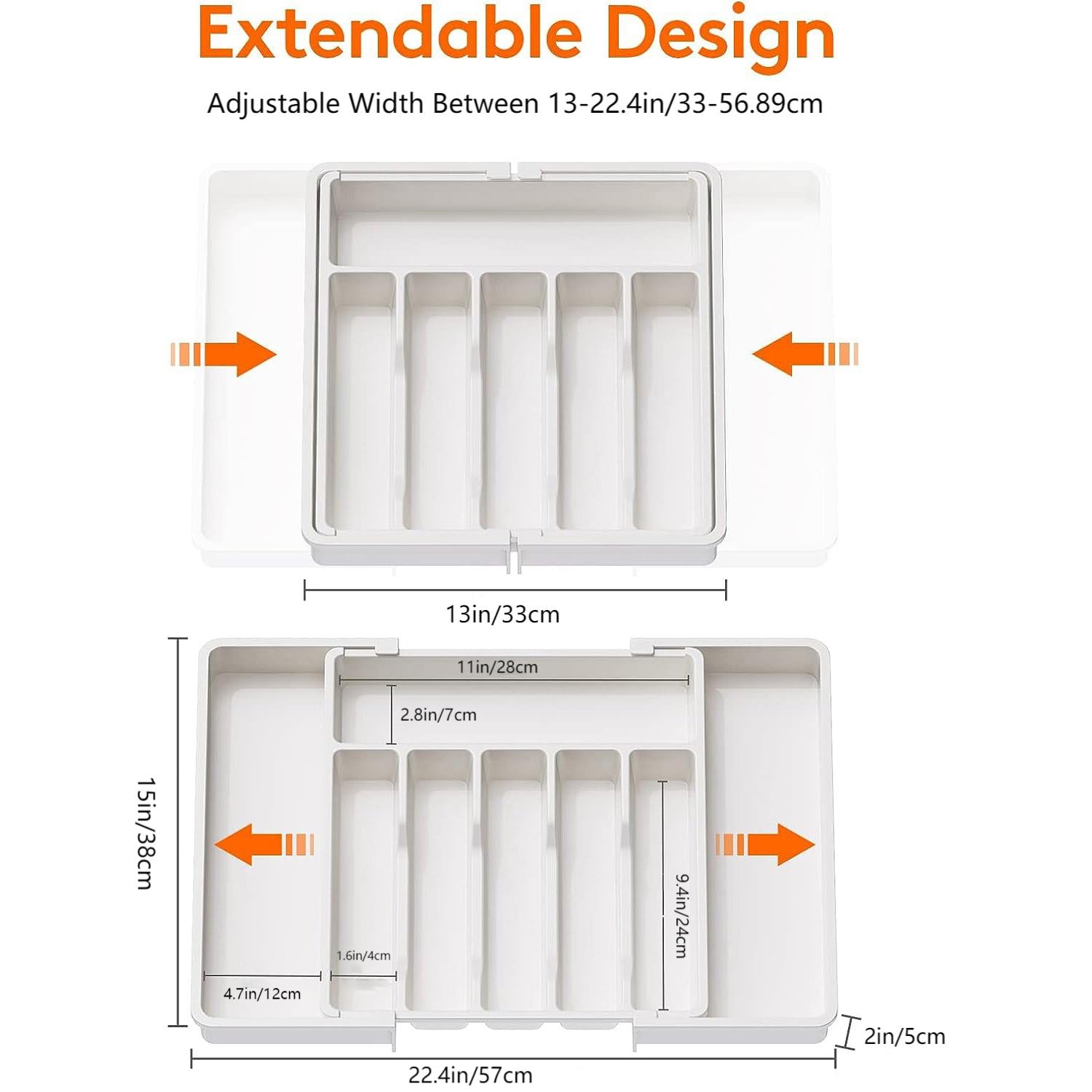 Expandable Cutlery Drawer Organizer | Adjustable Silverware & Flatware Tray