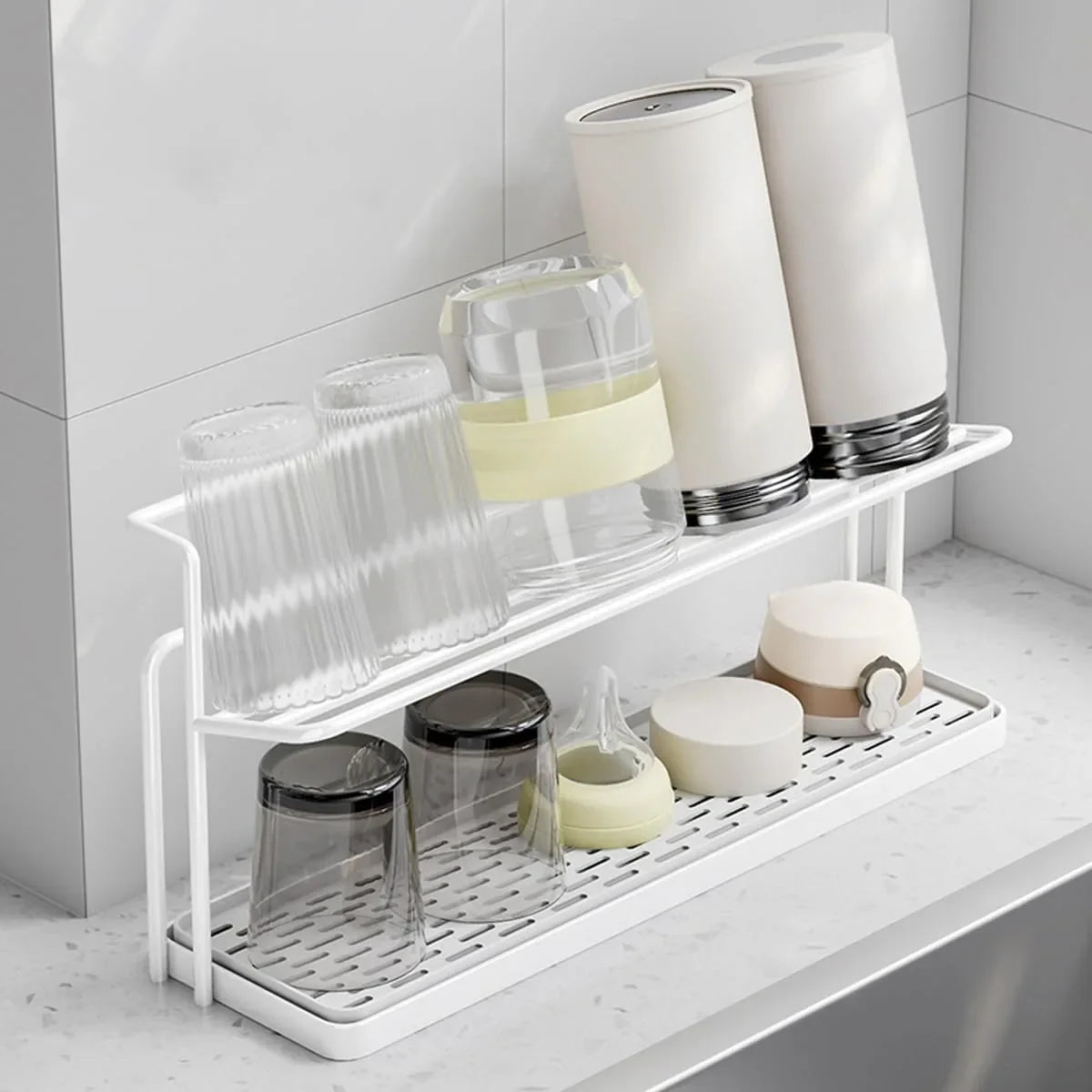 Stainless Steel Baby Bottle Drying Rack | Countertop Cup Drainer Organizer