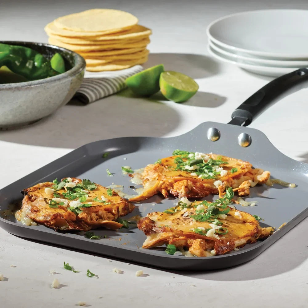 Square Nonstick Griddle Pan | Flat Breakfast Skillet for Pancakes