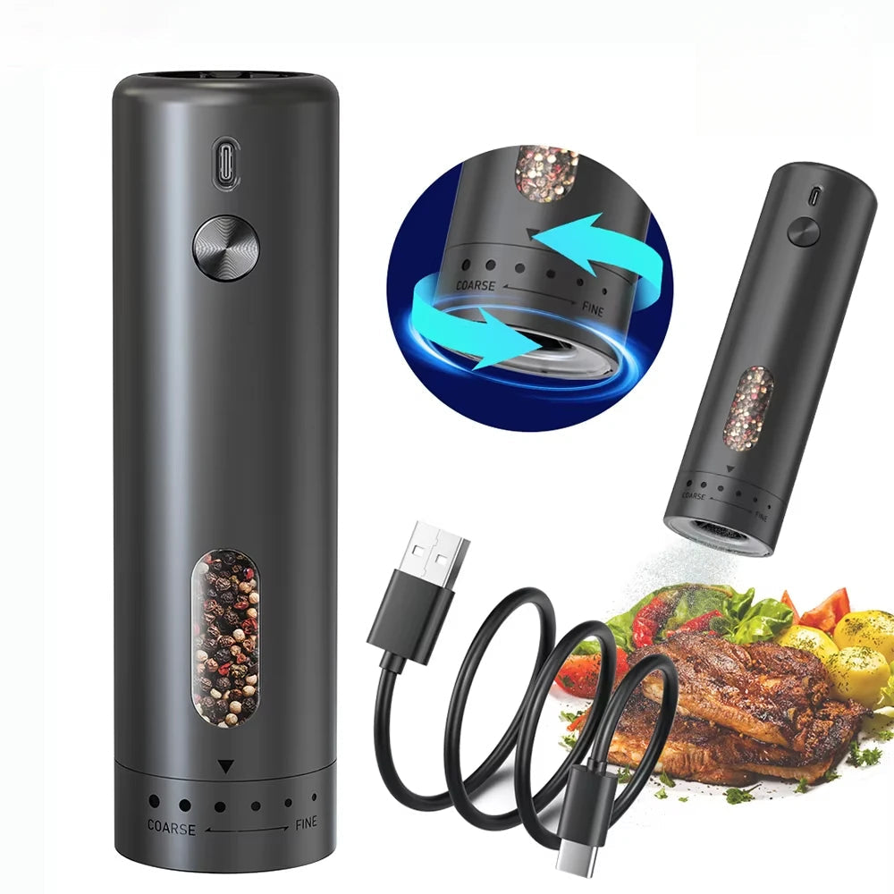 Electric Salt & Pepper Grinder - Rechargeable, Automatic, Adjustable