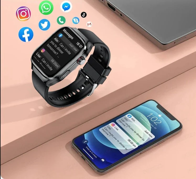 Kenzus Watch Blood Sugar, ECG, Uric Acid, Bluetooth