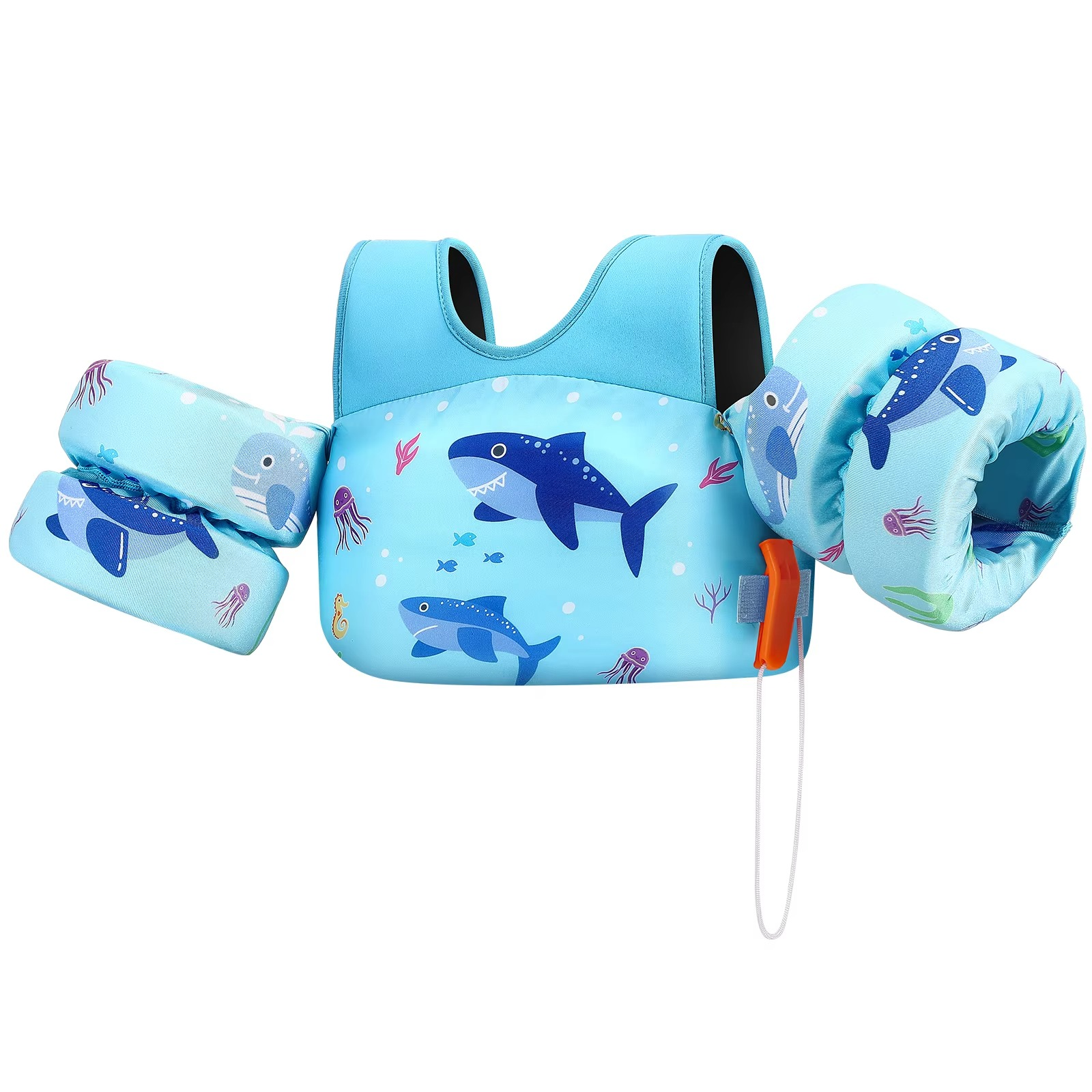 Kids Foam Swimming Life Vest with Arm Floats and Safety Whistle