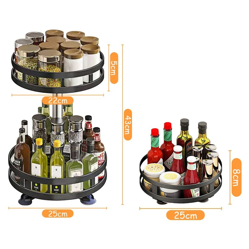 360° Rotating Spice Rack Lazy Susan | Non-Skid Cabinet Turntable Organizer