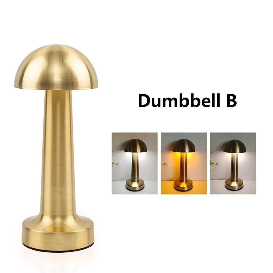 Rechargeable Retro Metal LED Table Lamp | Cordless Dimmable Touch Bedside Light