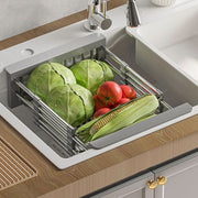 Expandable Over Sink Dish Drying Rack | Stainless Steel Vegetable Drainer Basket