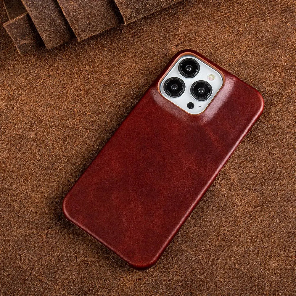 Genuine Cowhide Leather iPhone Case | Handmade Luxury Phone Cover