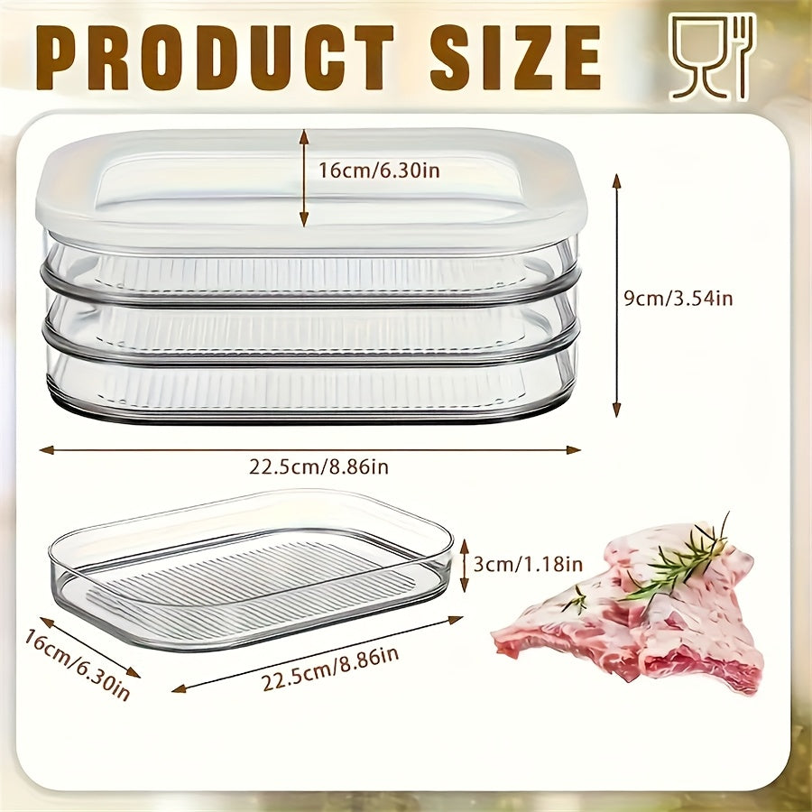 Airtight Meat Storage Box for Fridge, Clear Sealed Container