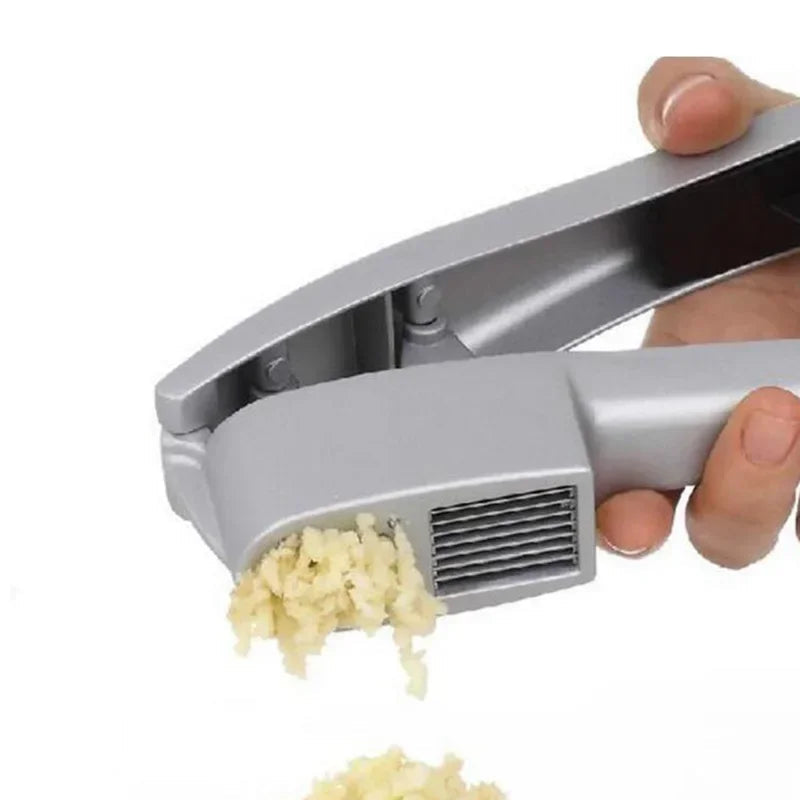 2-in-1 Zinc Alloy Garlic Press & Slicer | Heavy Duty Mincer & Crusher