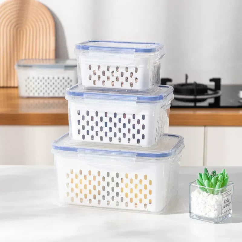 Fridge Food Storage Containers 3Pack - Fruit & Vegetable Produce Saver