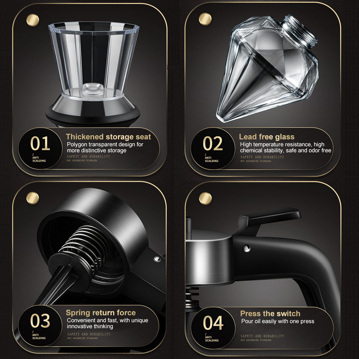 Diamond Glass Honey Dispenser | No Drip Syrup Jar Container